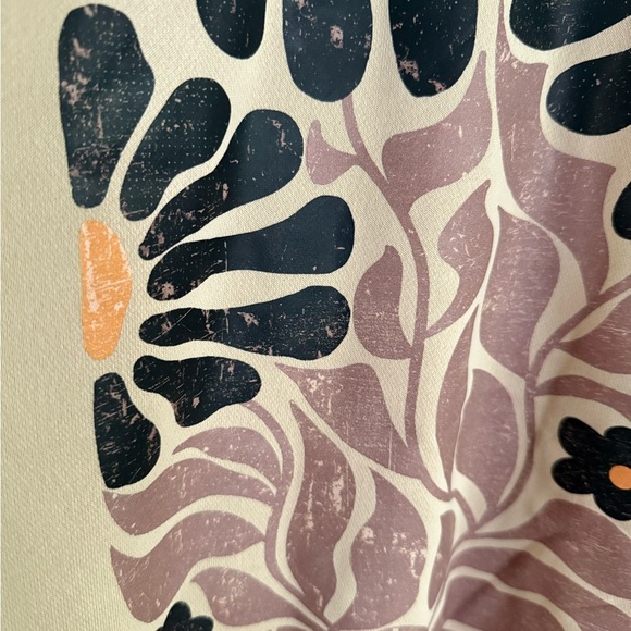 Oversized Beige Floral Graphic Sweater, Size Large - Picture 2 of 4